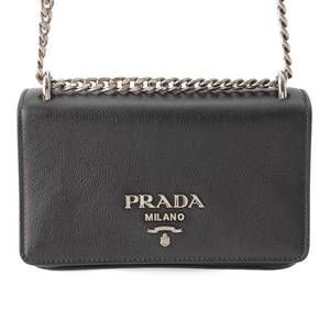Prada Calf Leather Chain Shoulder Bag Black